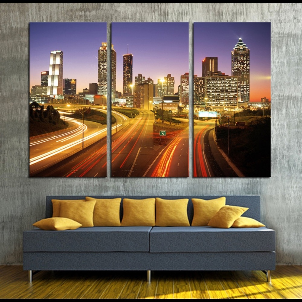 Atlanta, Georgia Skyline Cityscape Panel‎ Canvas Print Wall Decor